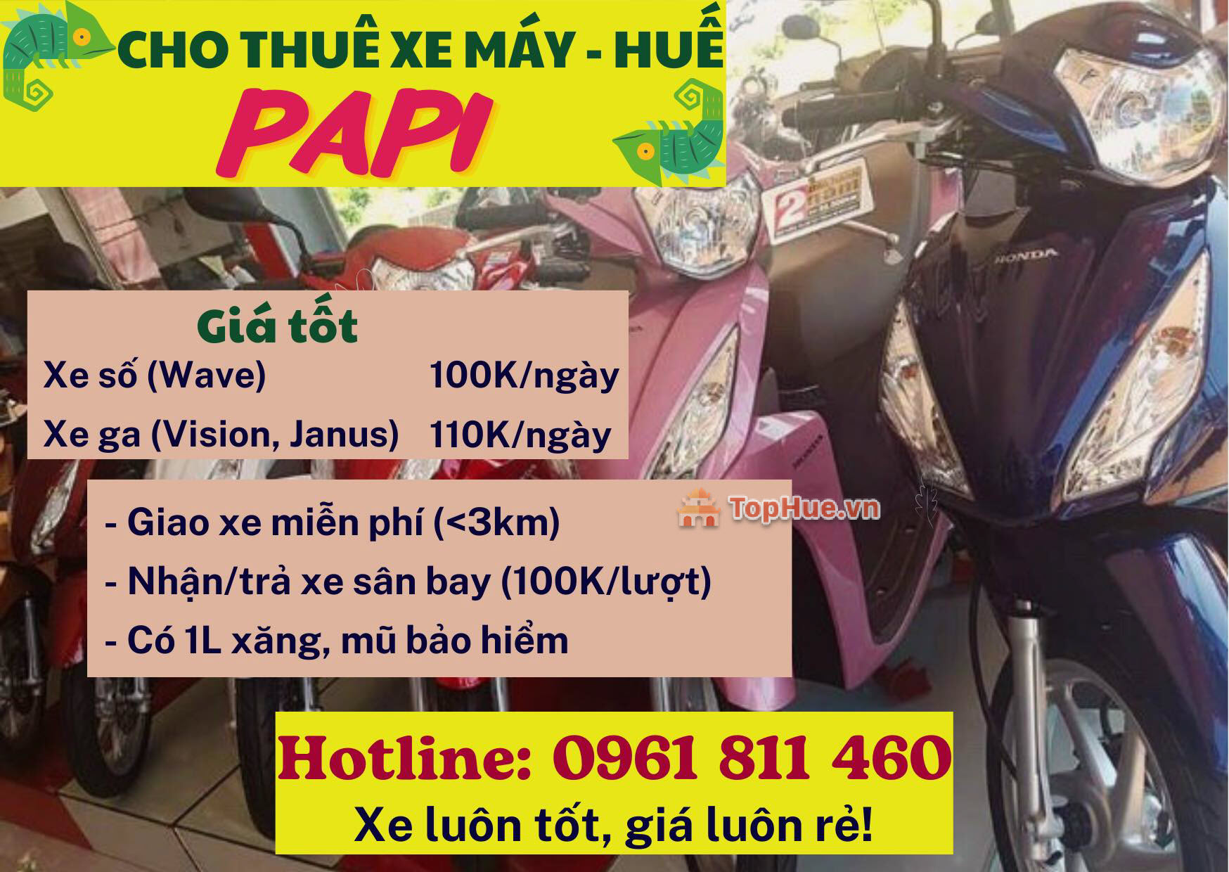 Dịch vụ cho thuê xe máy PaPi - Huế